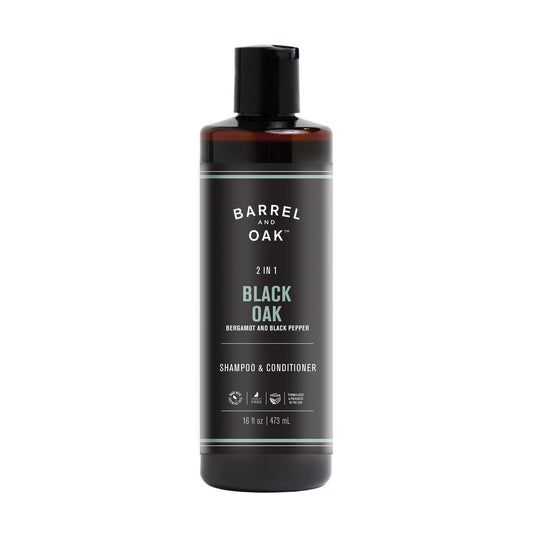 Barrel & Oak 2-in-1 Men's Shampoo and Conditioner, Cleanses Hair & Scalp, Multi-Use Hair Products for Men, Vegan Shampoo and Conditioner, Black Oak Beauty & Personal Care Barrel & Oak