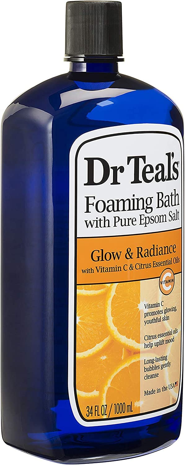 Dr Teal's Foaming Bath Combo Pack (68 fl oz Total), Moisturizing Shea Butter & Almond Oil, and Glow & Radiance with Vitamin C and Citrus Essential Beauty and Personal Care Dr Teal's