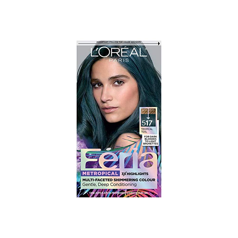 L'Oreal Paris Feria Multi-Faceted Shimmering Permanent Hair Color, 517 Tropical Teal Beauty & Personal Care L'Oreal Paris