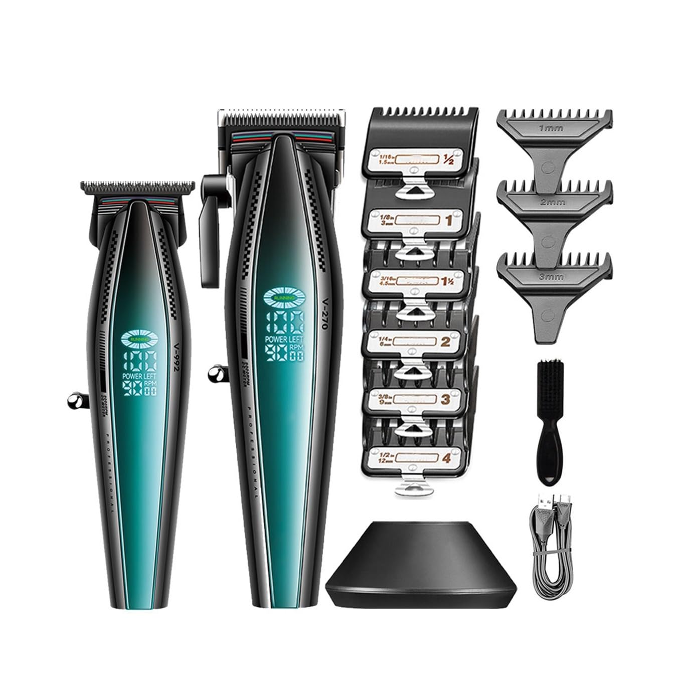 QDKVTNDJZ Hair Clippers for Men, 2PCS Professional Barber Trimmer Cordless Cutting Machine 9000 RPM for Beauty and Personal Care QDKVTNDJZ