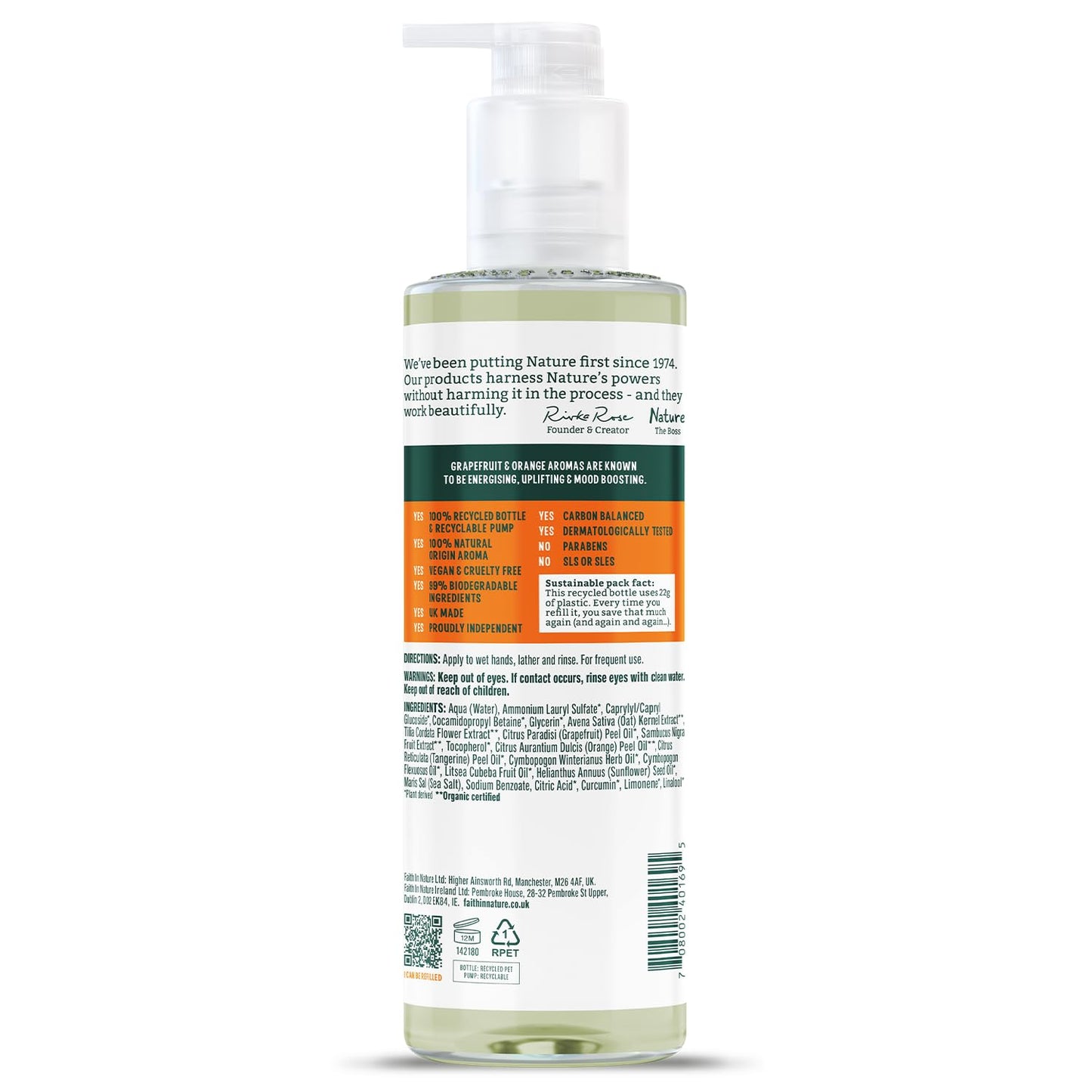 Faith In Nature Natural Grapefruit and Orange Hand Wash, Invigorating, Vegan and Cruelty Free, No SLS or Parabens, 400 ml Beauty & Personal Care FAITH IN NATURE