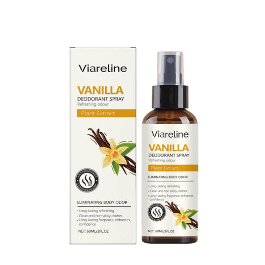 Viareline Vanilla Deodorant Spray, Plant Extract, Antiperspirant, Eliminates Body Odor, Long-Lasting Fragrance, 2 fl oz Beauty and Personal Care Viareline