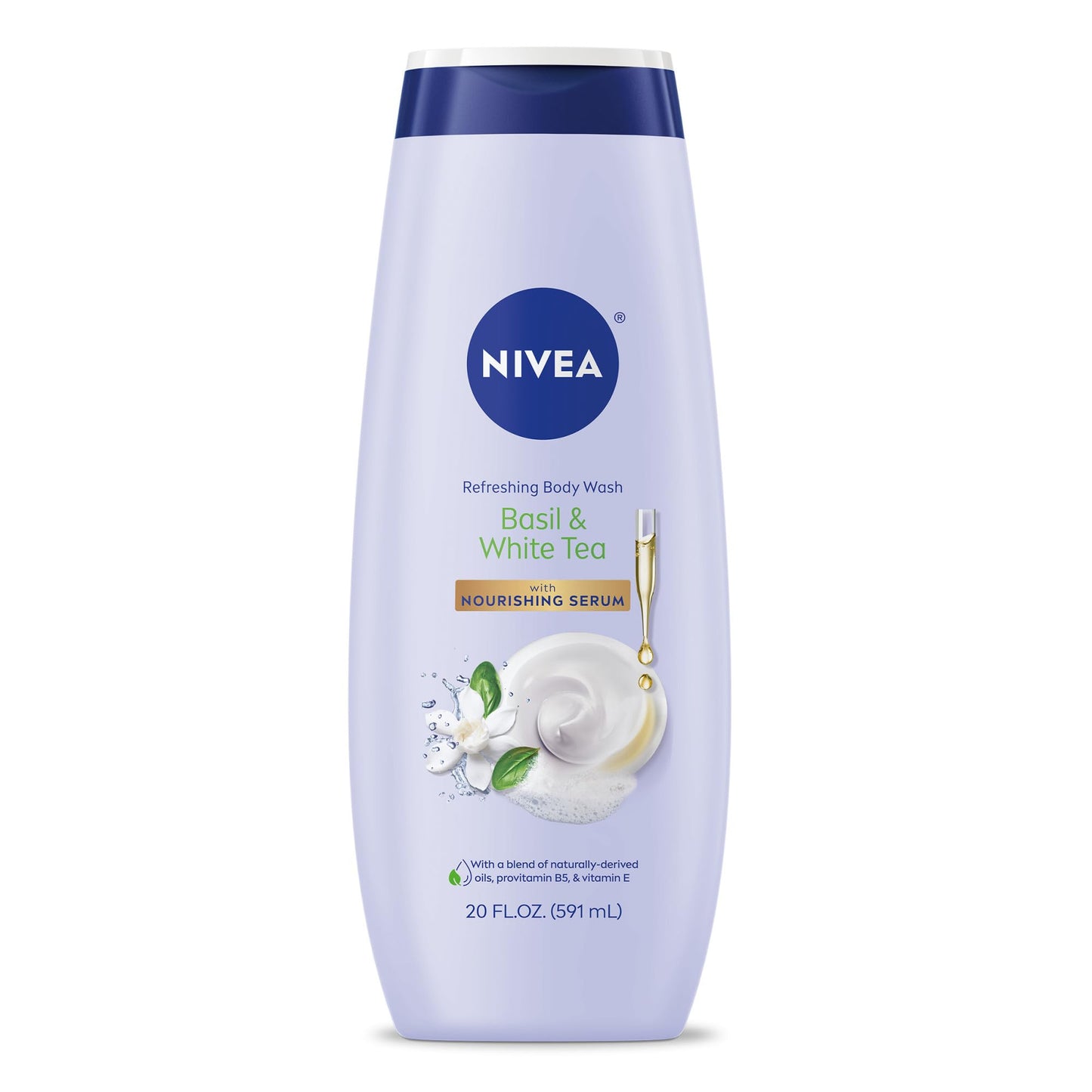 NIVEA Refreshing Basil and White Tea Body Wash with Nourishing Serum, Scented Body Wash for Women, Enriched with Provitamin B5 and Vitamin E, 20 Fl Oz Beauty & Personal Care NIVEA