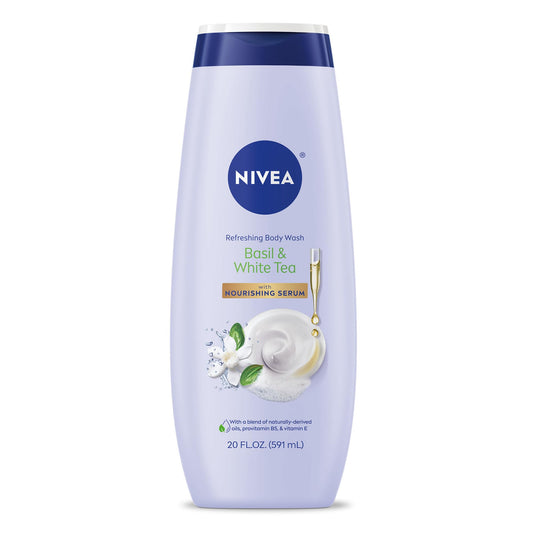 NIVEA Refreshing Basil and White Tea Body Wash with Nourishing Serum, Scented Body Wash for Women, Enriched with Provitamin B5 and Vitamin E, 20 Fl Oz Beauty & Personal Care NIVEA