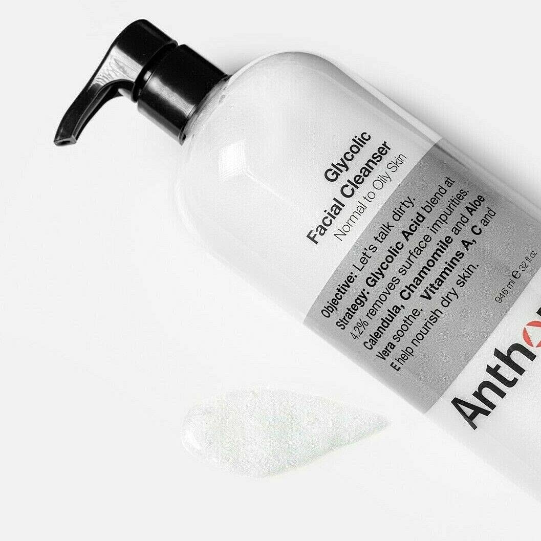 Anthony Glycolic Facial Cleanser for Men, Daily Exfoliating & Hydrating Face Wash, Shave Prep, Non-Foaming, Deep Cleansing, Gentle on Sensitive Skin Beauty & Personal Care Anthony