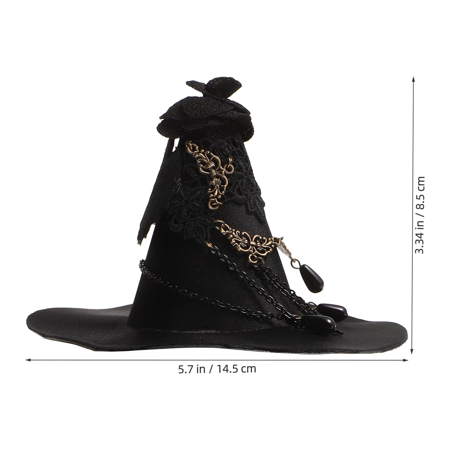Balck Witch Hat Gothic Rose Tassel Decor Hair Clip Hair Accessories for Halloween Party Beauty & Personal Care LEORX