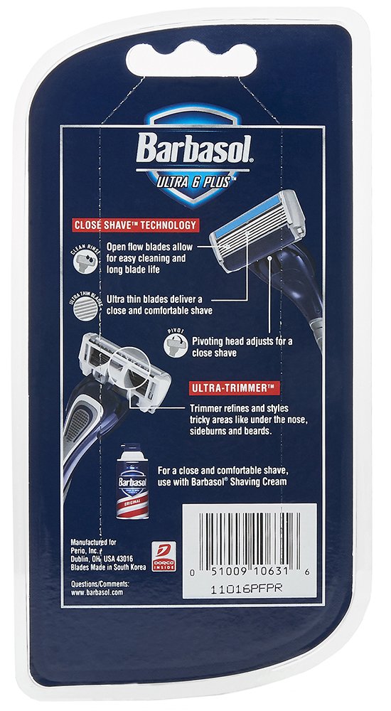 Barbasol Ultra 6 Plus, Premium 6-Blade Disposable Razors - Disposable Shaving Razor Bundle - Close Shave Technology, UltraTrimmer 7th Blade, Pivoting Beauty and Personal Care Barbasol