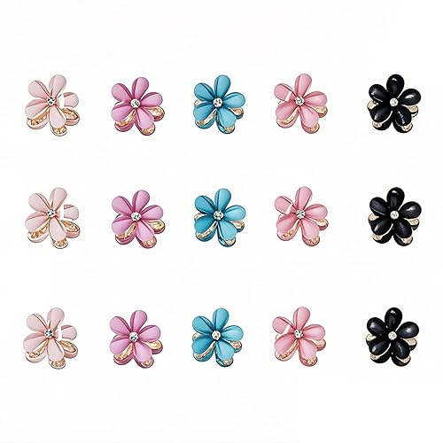 Doromy Floral Pearl Barrette 15 Packs Crystal Hair Clips, Mini Flower Crystal Claw Clip Small Barrettes for Women's and Girls Hair Accessories Beauty & Personal Care Doromy