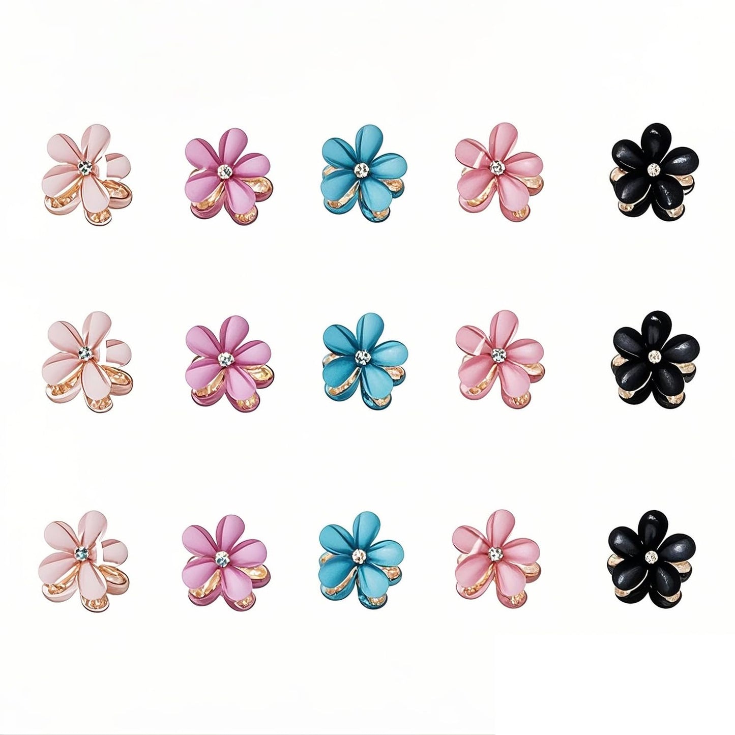 Doromy Floral Pearl Barrette 15 Packs Crystal Hair Clips, Mini Flower Crystal Claw Clip Small Barrettes for Women's and Girls Hair Accessories Beauty & Personal Care Doromy