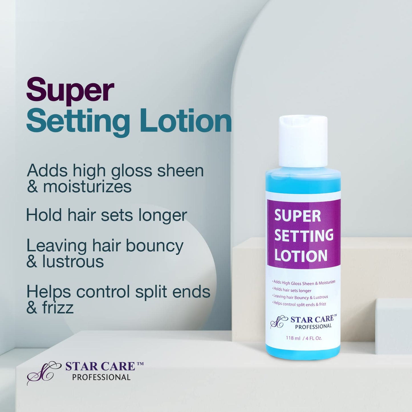 Star Care Professional Super Setting Lotion, 4oz (118ml), Advanced Heat Protectant for Thermal Styling, Blow Drying & Curling - Volumizing Beauty & Personal Care STAR CARE