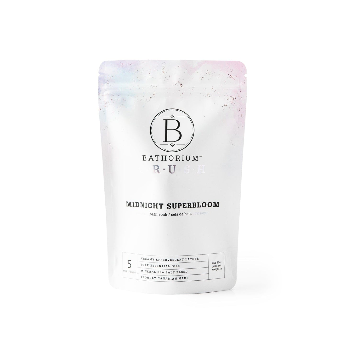 Bathorium Midnight Superbloom Crush, Wildflower Bath Soak, Lavender, Rose, Butterfly Pea Flower, Jasmine, Dead Sea Salt, 21 oz Beauty and Personal Care Bathorium