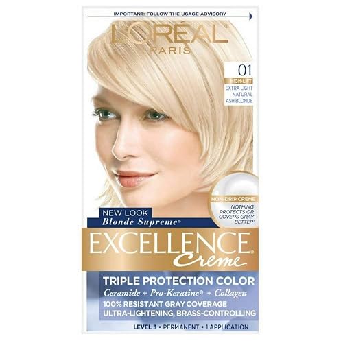 L'Oreal Paris Excellence Creme Haircolor, Extra Light Ash Blonde [01] (Cooler) 1 ea (Pack of 4) Beauty & Personal Care L'Oreal Paris