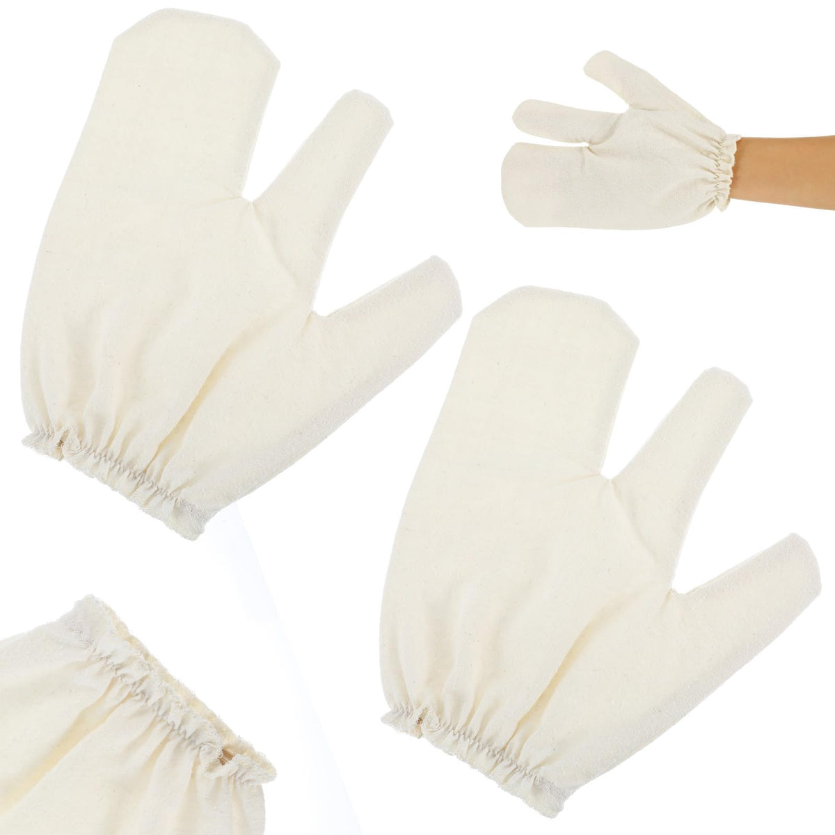 DOPENSPI 2PCS Gloves Raw Silk Massage with Elastic Wrist Bands, Raw Silk Gloves Exfoliating Glove for Ayurvedic Skin Brushing Massage Beauty and Personal Care DOPENSPI