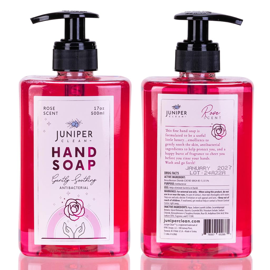 Juniper CLEAN, Antibacterial Hand Soap with Pump, Rose Scent, Liquid Hand Soap 17 Fl Oz (Pack of 1) Beauty & Personal Care Juniper CLEAN