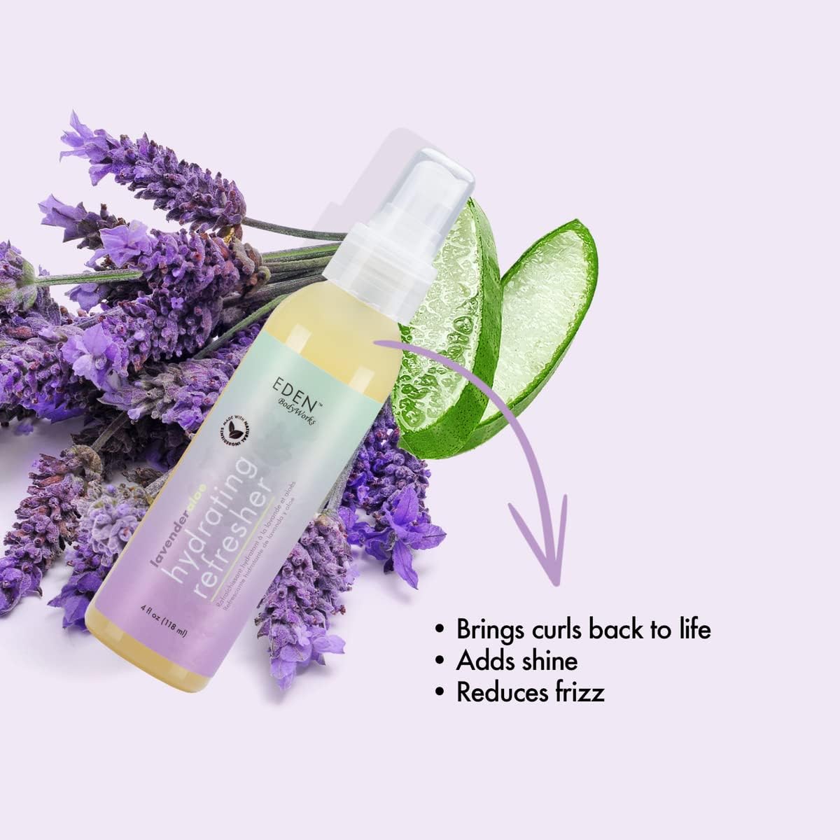 EDEN BodyWorks Lavender Aloe Hydrating Refresher Spray (4 oz) - Lightweight, Frizz Fighting Hair Mist for All Hair Types Beauty & Personal Care EDEN BodyWorks