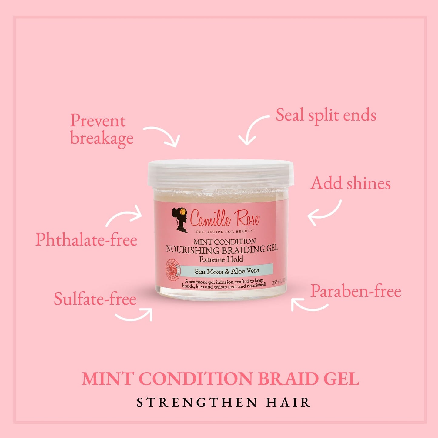 Camille Rose Braiding Gel, Mint Condition - Sea Moss & Aloe Vera Braid Gel for Dry, Itchy Scalp, Flake & Frizz Control, 12 Oz Beauty & Personal Care Camille Rose
