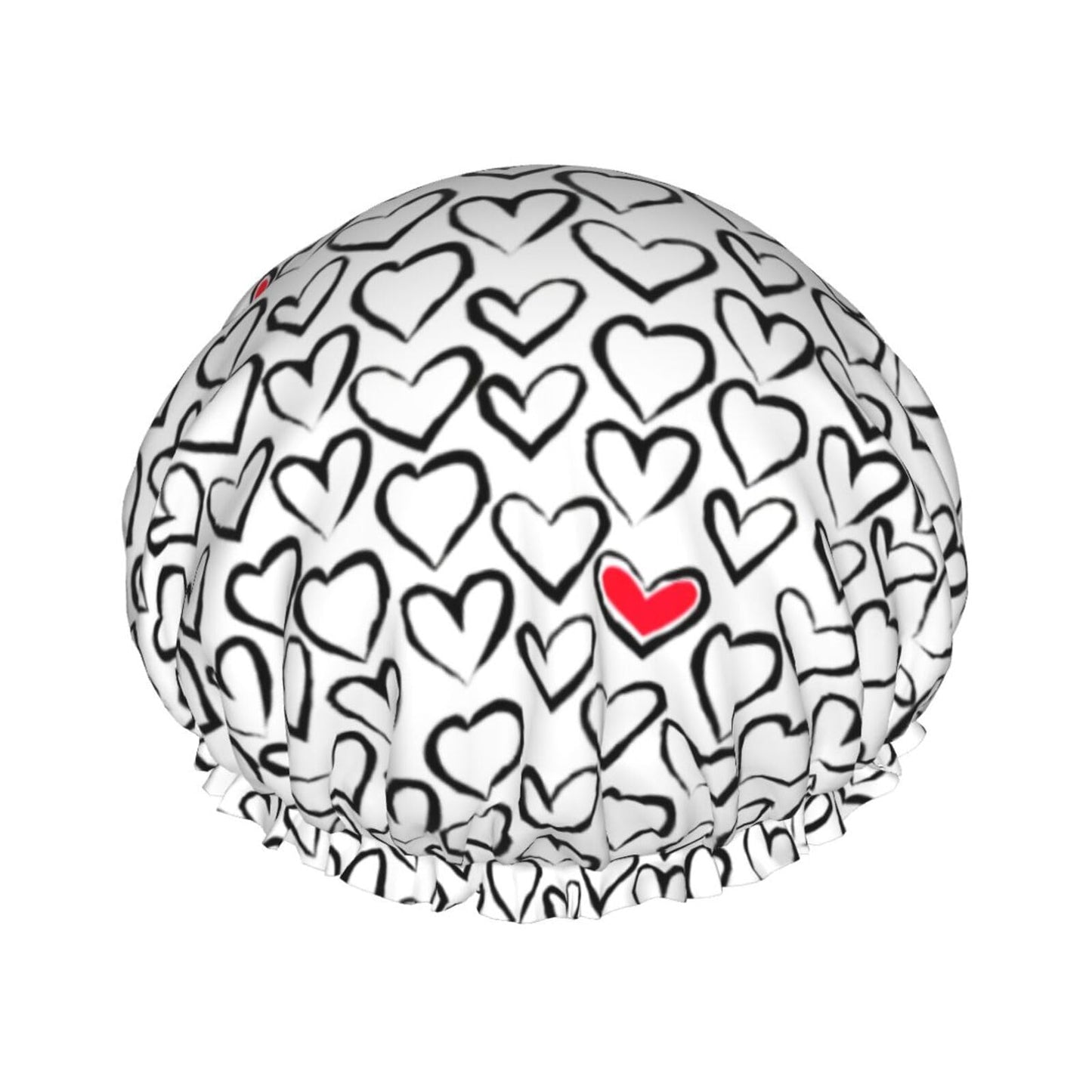 Love Hearts Shower Cap For Women Reusable Waterproof Double Layers Bath Cap Hair Protection Elastic Ladies Spa Salon Shower Hat Beauty and Personal Care YUZEKABZ