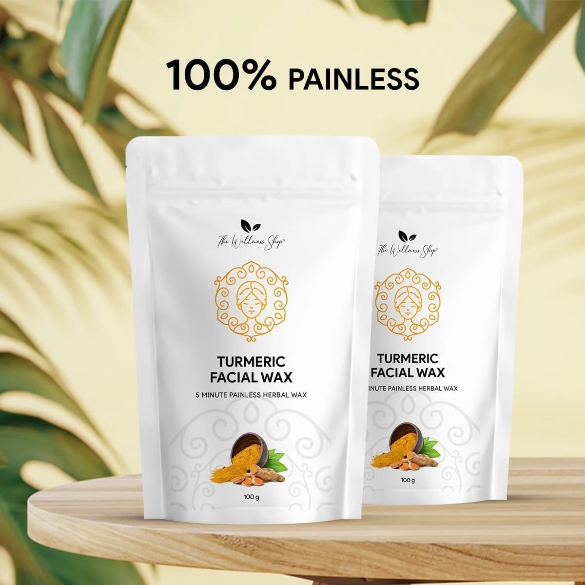 Turmeric Facial Wax Powder - 5 min Painless Natural Face Hair Removal Waxing Powder - Easy to use at home - No chemicals - No Irritation - No Skin Beauty and Personal Care OTAA