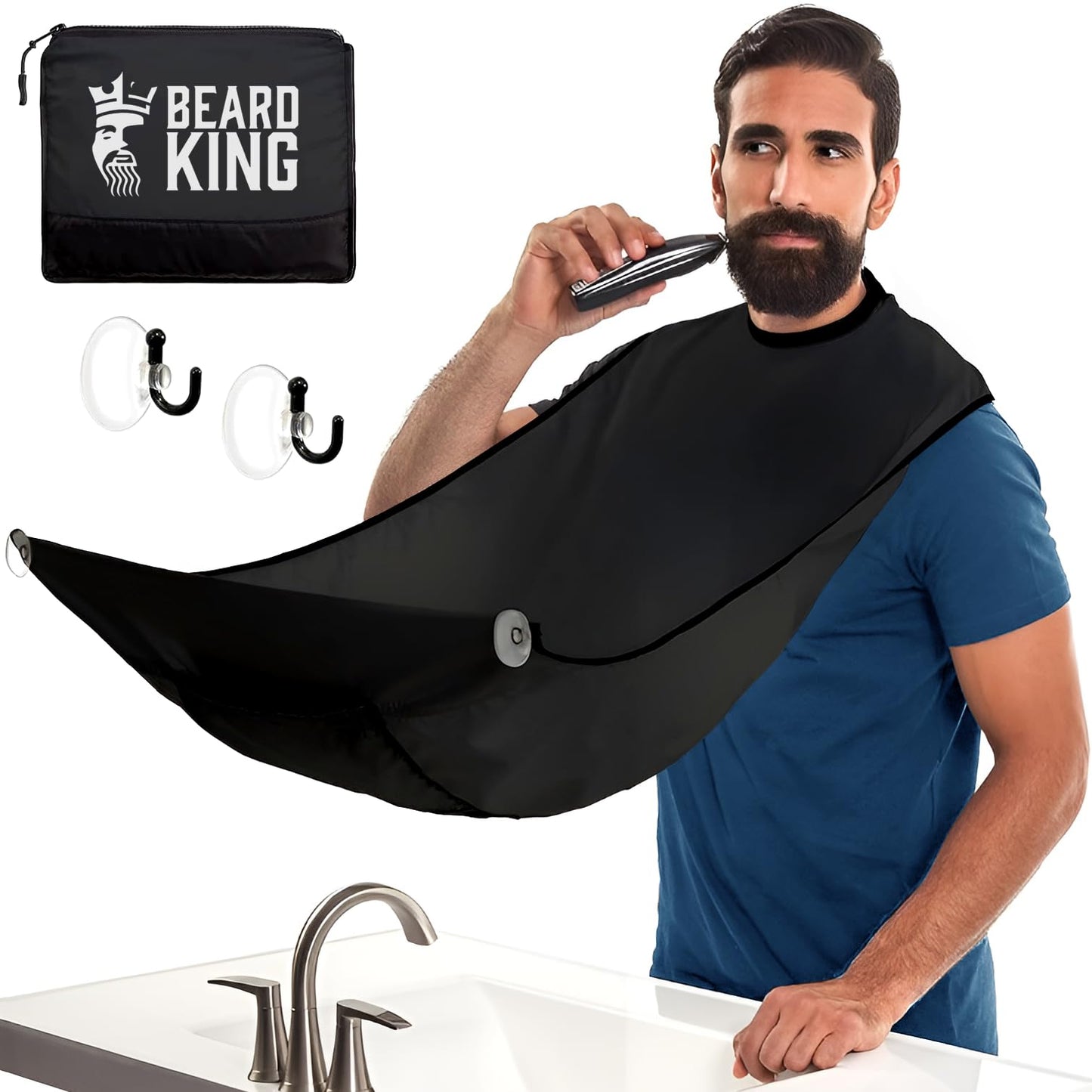 Beard King Beard Bib Apron - As Seen on Shark Tank - Gifts for Him, Stocking Stuffers for Men, Mens Gift, Black Beauty and Personal Care BEARD KING