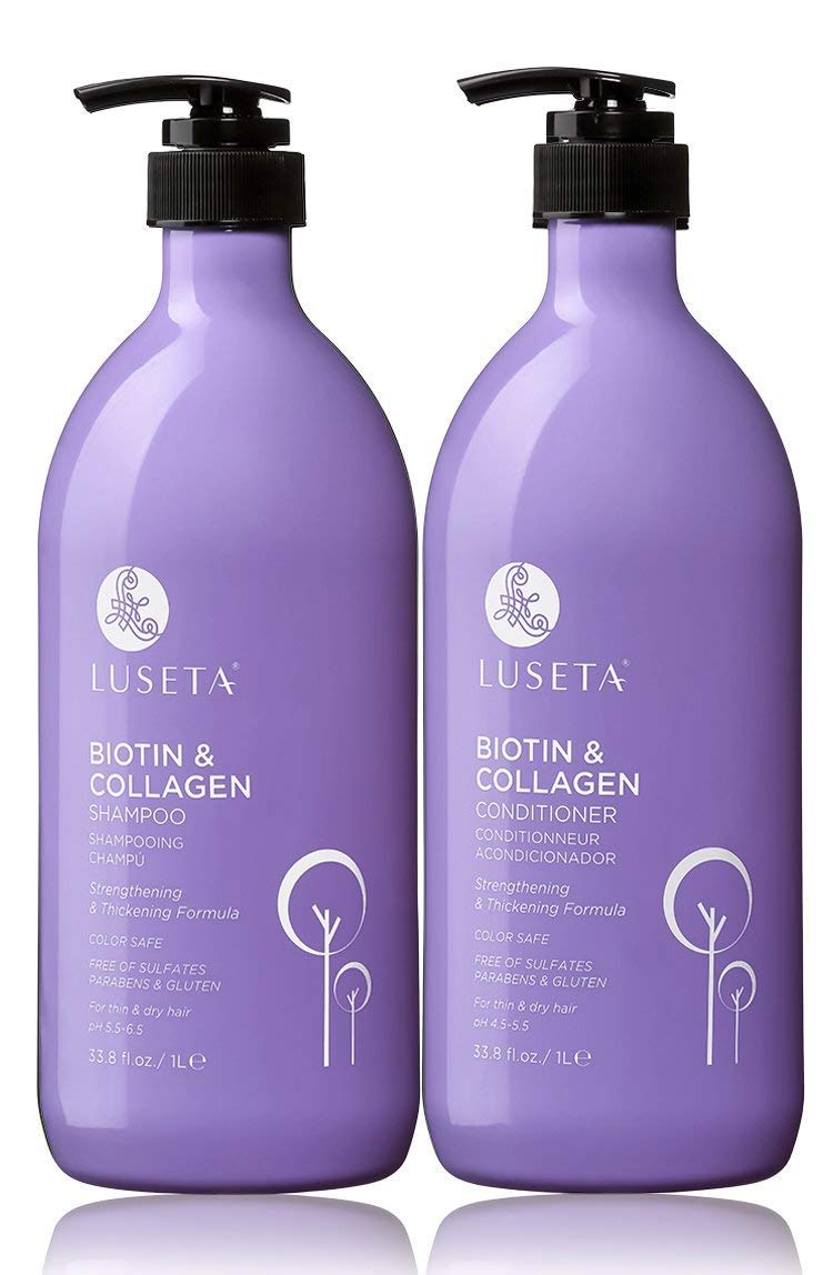 L LUSETA Biotin & Collagen Shampoo & Conditioner Set (2 x 33.8oz) - Thickening for Hair Growth, Infused with Argan Oil to Repair Dry, Damaged Hair Beauty & Personal Care L LUSETA