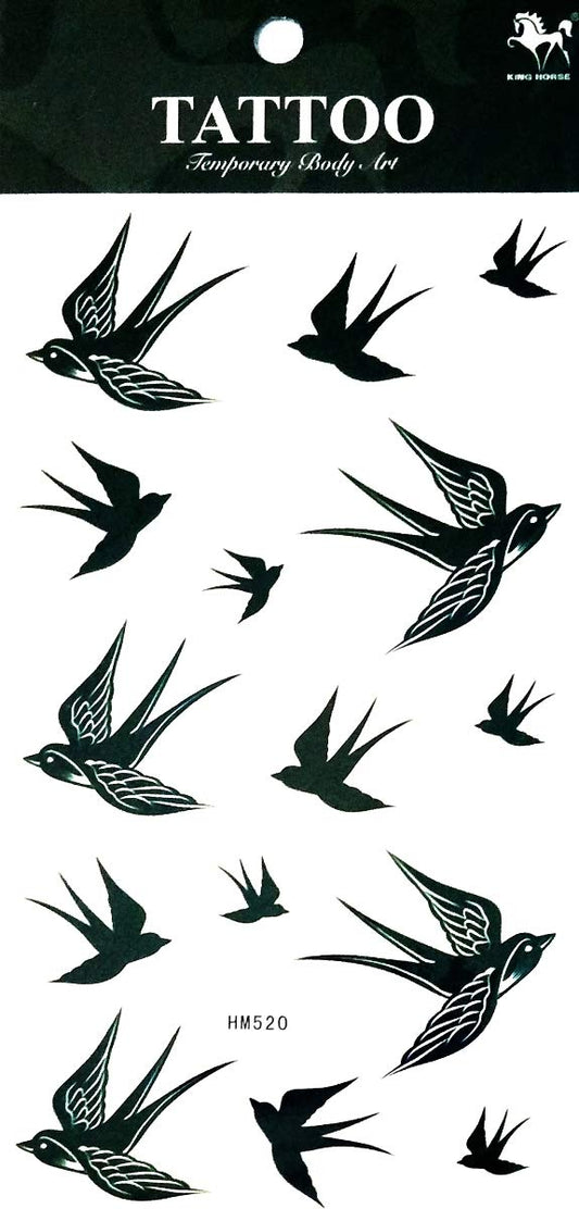 NipitShop 1 Sheet Temporary Small Black Bird Tattoos Fake Waterproof Removable Bodys Art Tattoo