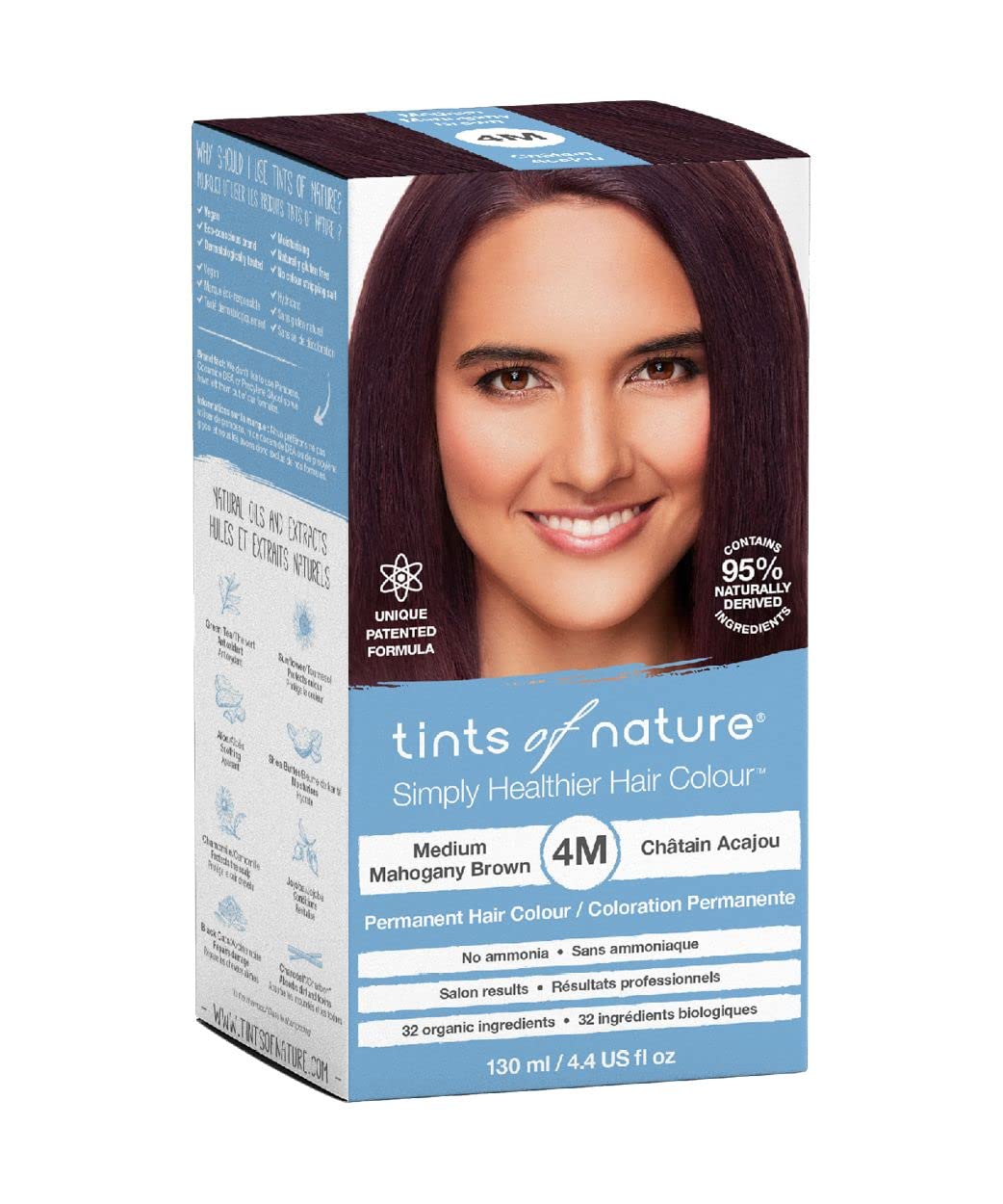 Tints of Nature 4M Medium Mahogany Brown Permanent Hair Dye, Nourishes Hair and Covers Greys, Ammonia-Free, 4.4 fl oz Beauty & Personal Care Tints of Nature