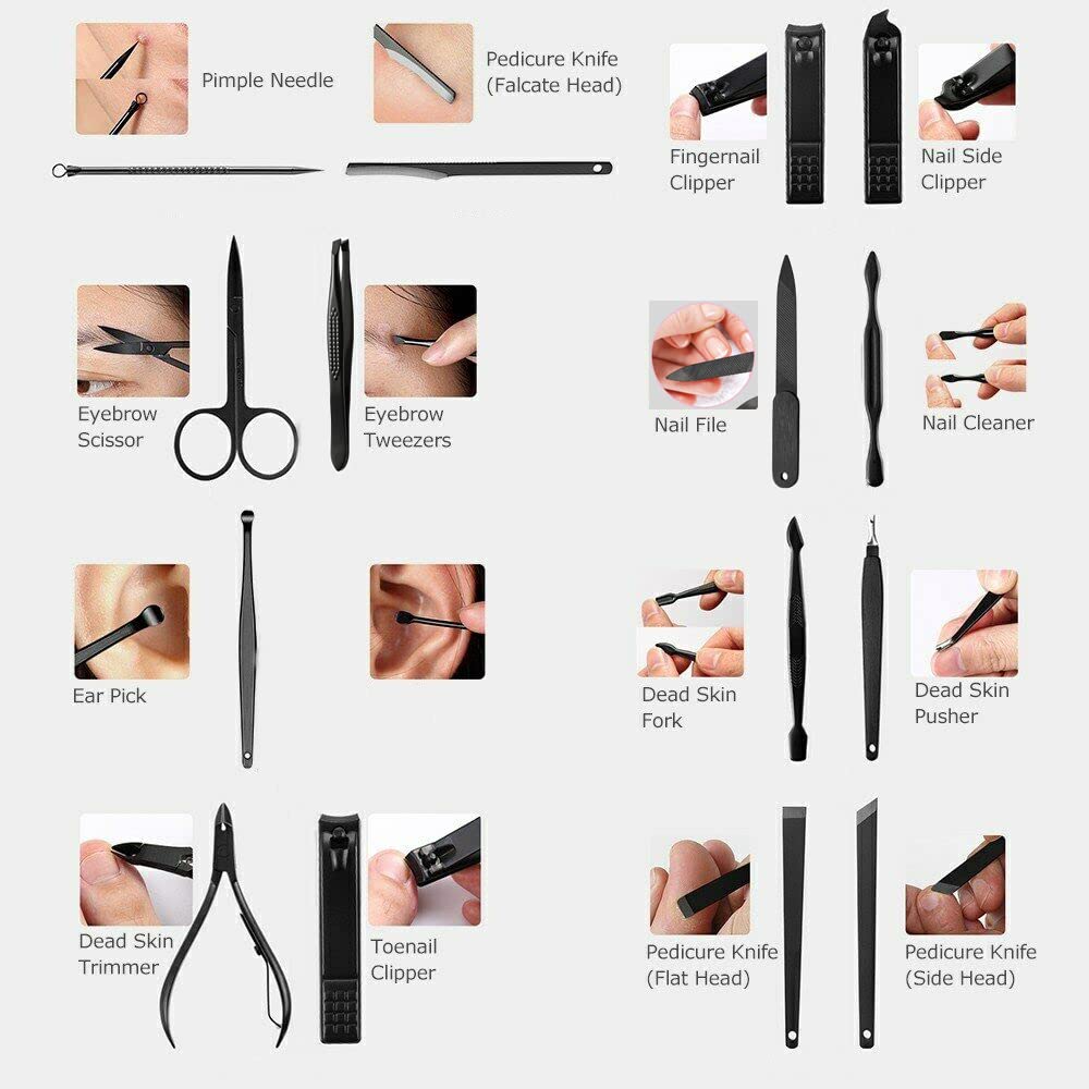 16 Pieces Manicure Set, Pedicure Kit, Nail Clippers, Stainless Steel Professional Personal Care Tool Kit, Nail Tools with Brown Case, Gifts for Men Beauty & Personal Care Lemon Shane