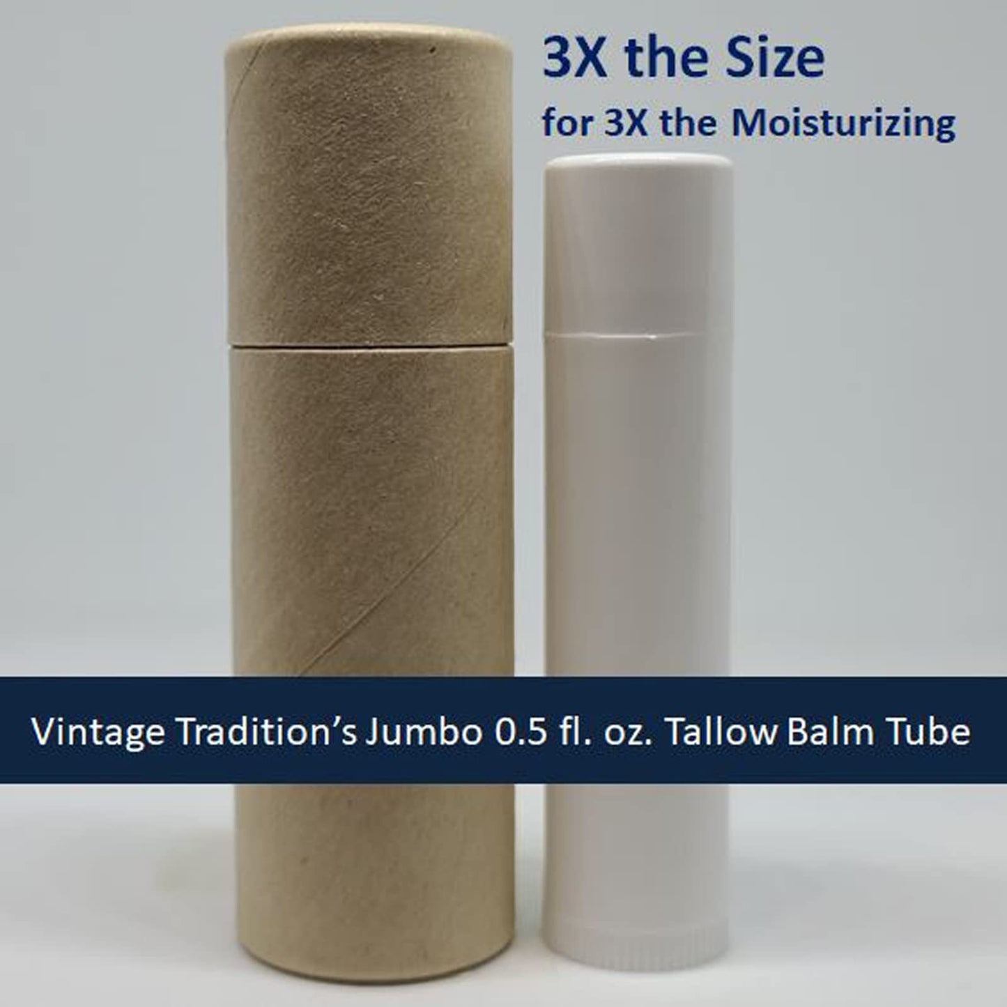 Vintage Tradition Moisturizing Beef Tallow Lip Balm - Tube Lip Moisturizer with Peppermint Essential Oil Hydrates & Soothes Dry Lips - Grass-Fed Beauty & Personal Care Vintage Tradition