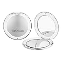 Magnifying Compact Mirror - Snowflakes Pocket Small Travel Hand Mirror, Double Sided 1x/10x Magnification Handheld Portable Mirror for Purses (Silver) Beauty & Personal Care SNOWFLAKES SNOWFLAKES
