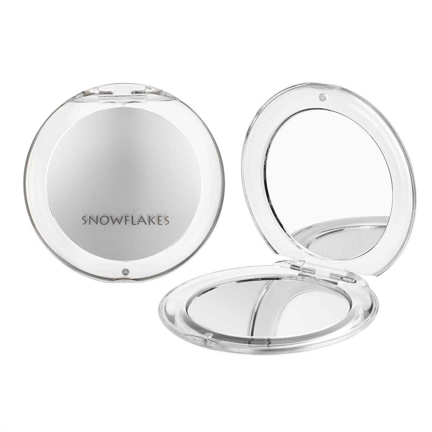 Magnifying Compact Mirror - Snowflakes Pocket Small Travel Hand Mirror, Double Sided 1x/10x Magnification Handheld Portable Mirror for Purses (Silver) Beauty & Personal Care SNOWFLAKES SNOWFLAKES