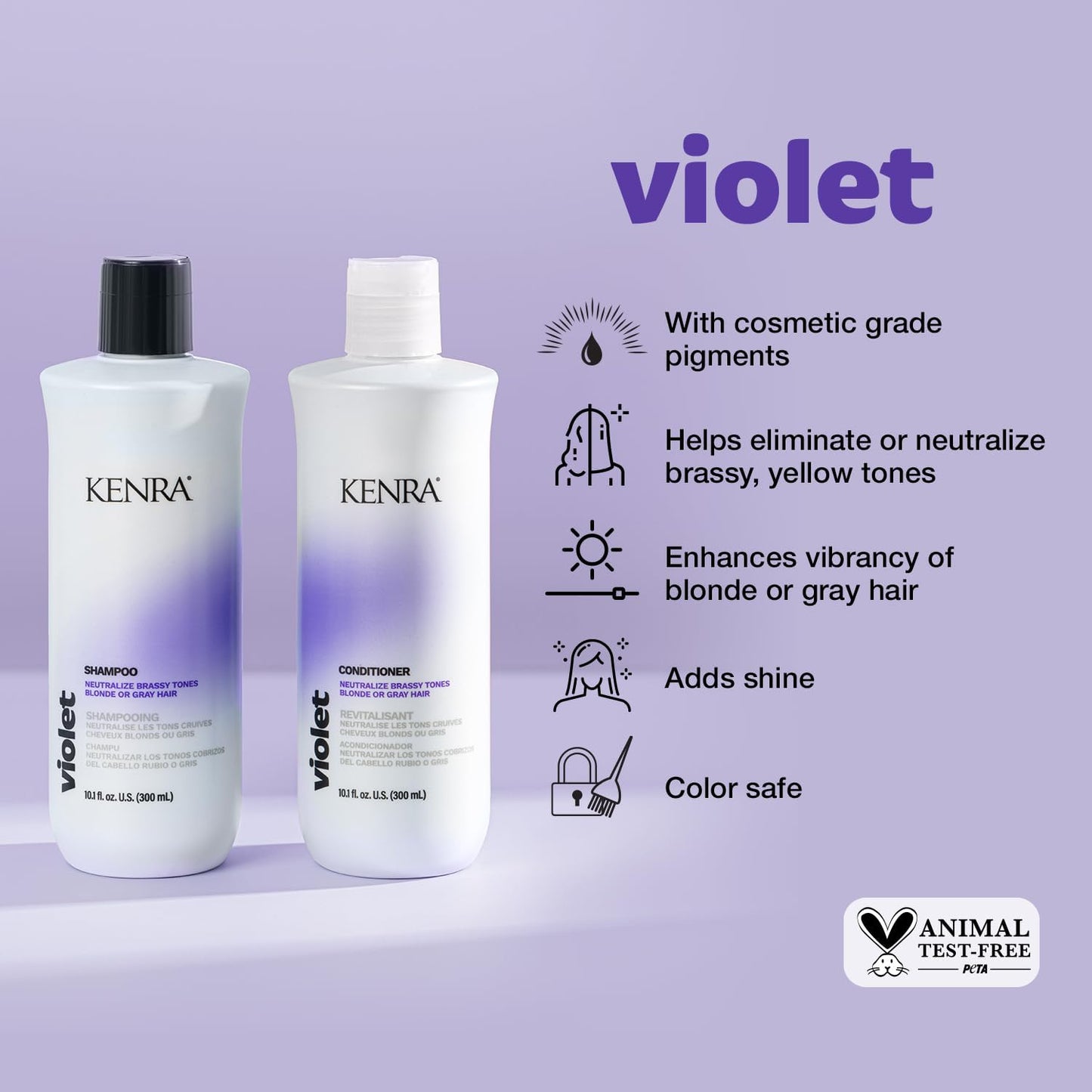 Kenra Violet Shampoo & Conditioner Set | Eliminates Brassy Tones | Purple Pigment + Deposit | Neutralizes Yellow | Moisturizes Processed Hair | Beauty & Personal Care Kenra
