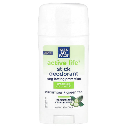 Kiss My Face Active Life Deodorant, Cucumber Green Tea 2.48 oz (Pack of 5) Beauty and Personal Care Kiss My Face