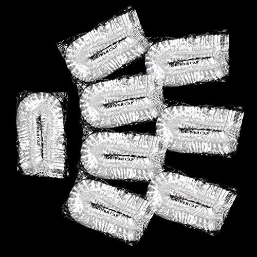 100 PCS Clear Disposable Plastic Shower Caps Large Elastic Thick Bath Cap For Women Spa,Home Use,Hotel and Hair Salon,Pack of 100 Individually Wrapped Beauty & Personal Care KINGLAKE