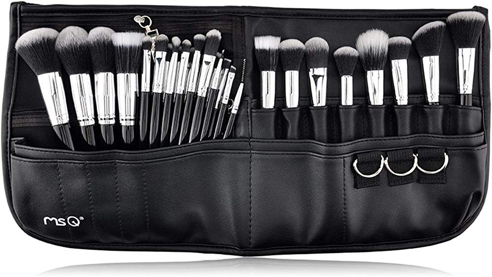 MSQ Makeup Brushes Set 29pcs Professional Cosmetics Brushes with Belt Waist Makeup Bag (Foundation, Powder, Creams, Liquids & Eye Brushes) Beauty & Personal Care MSQ