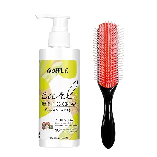 Curl Defining Cream - Curling Perfection for Wavy Hair, Anti-Frizz Hair Smoothing Cream to Define All Natural Curl Types and Textures with 9 Row Brush Beauty & Personal Care WOZUTUNT