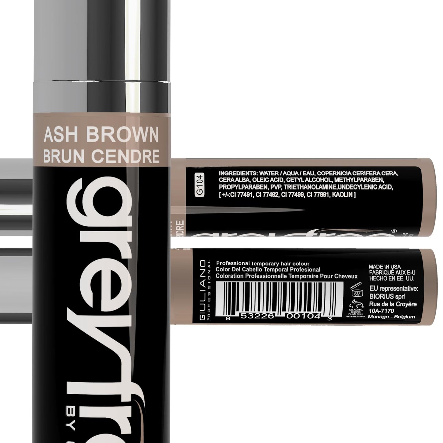 Greyfree Hair Mascara Root Touch-Up for Gray Hair | Precision Hairline Concealer for Brows & Beard (ASH BROWN) Beauty & Personal Care Greyfree