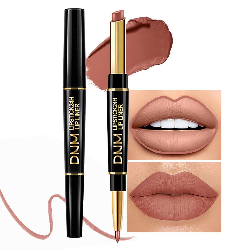 Kaely 2-in-1 Nude Brown Lip Liner & Lipstick Set Kit for Women, Matte Lips Kit with Lip Liner Lip Stains Long Lasting Waterproof 24 Hour Lipstick Beauty and Personal Care Kaely Default Title