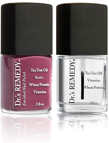Dr.'s Remedy Enriched Nail Polish, Brave Berry With Base Coat Set 0.5 Fluid Oz Each Beauty & Personal Care Dr.'s Remedy