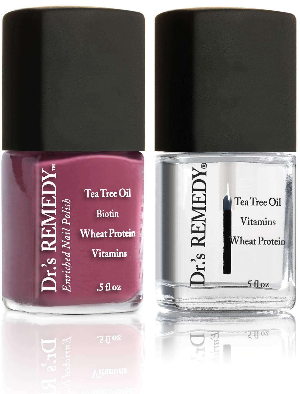 Dr.'s Remedy Enriched Nail Polish, Brave Berry With Base Coat Set 0.5 Fluid Oz Each Beauty & Personal Care Dr.'s Remedy