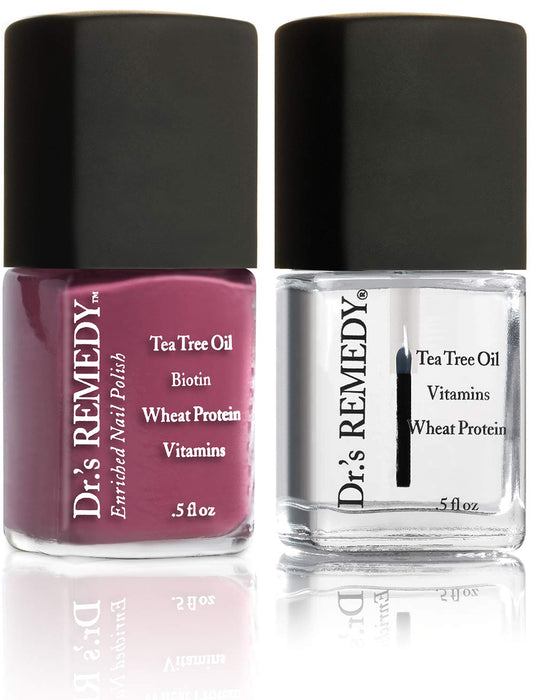Dr.'s Remedy Enriched Nail Polish, Brave Berry With Base Coat Set 0.5 Fluid Oz Each Beauty & Personal Care Dr.'s Remedy
