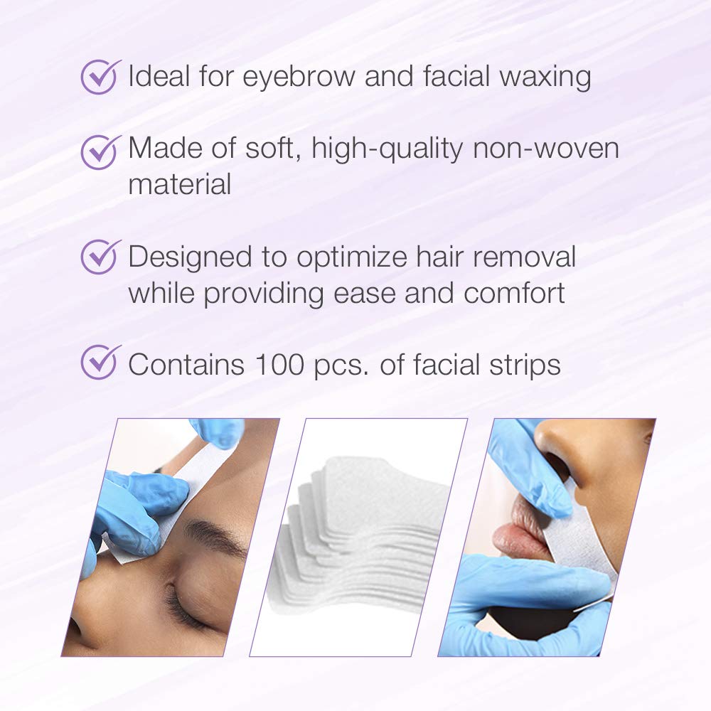 Satin Smooth EZ Grip Eyebrow Wax Strips - Non-Woven Eyebrow Waxing Strips, Upper Lip & Brow Wax Strip, Facial Hair Removal Women, 100 ct, 2 Pack Beauty and Personal Care SATIN SMOOTH