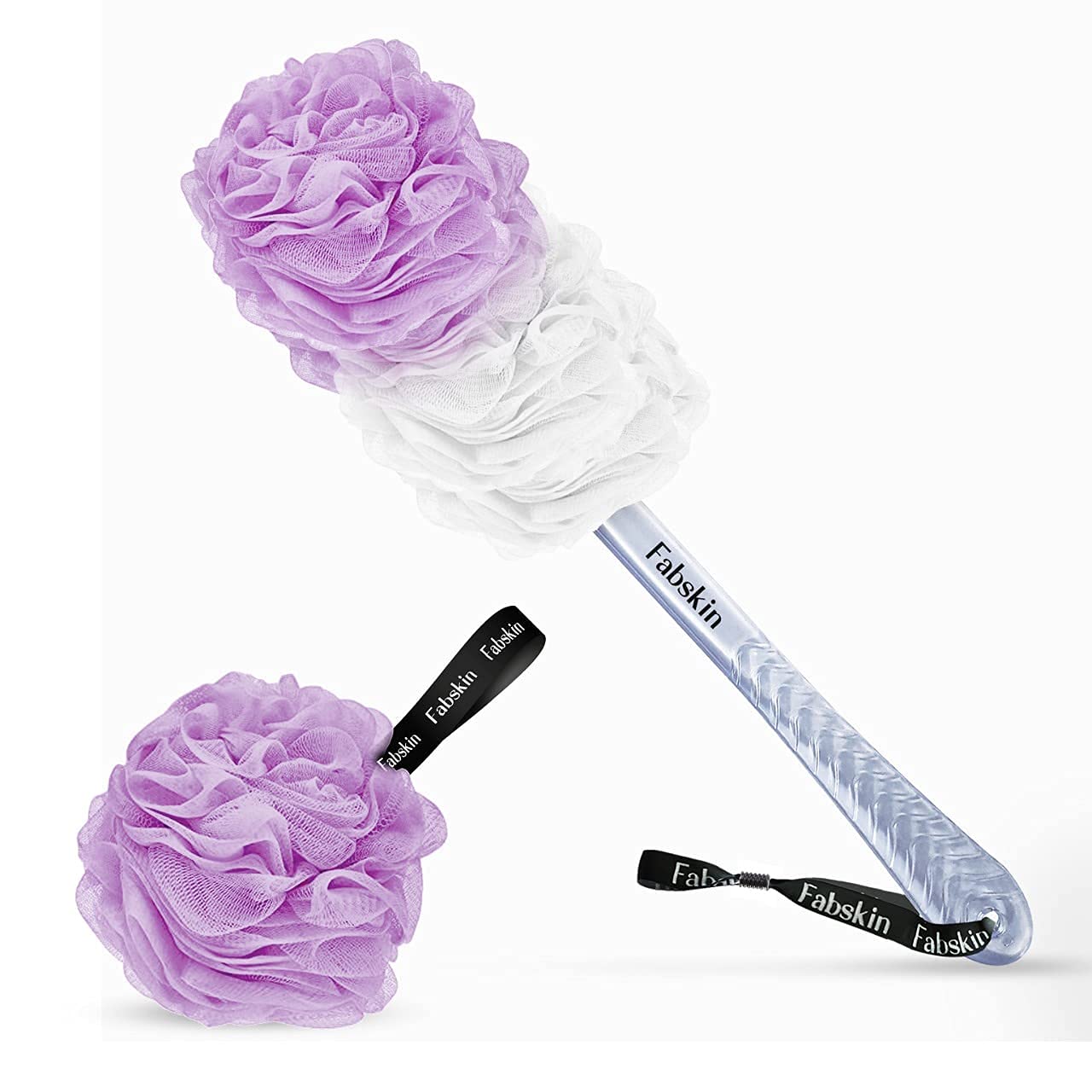 FABSKIN Luxury Bath Loofah Duo Pack - Loofah Sponge and Loofah Brush With Plastic Handle - Loofah for Bathing for Women & Men - Bath Brush Body Back Beauty and Personal Care FABSKIN