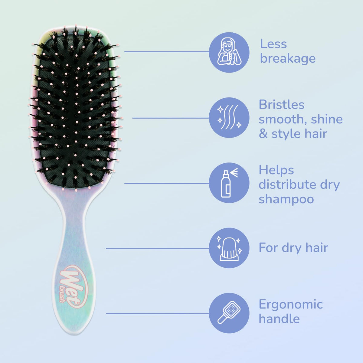 Wet Brush Shine Enhancer Color Wash Stripes, Paddle Hair Detangler Brush with Ultra-Soft Intelliflex Bristles, Infused With Natural Argan Oil, Shiny Beauty & Personal Care Wet Brush