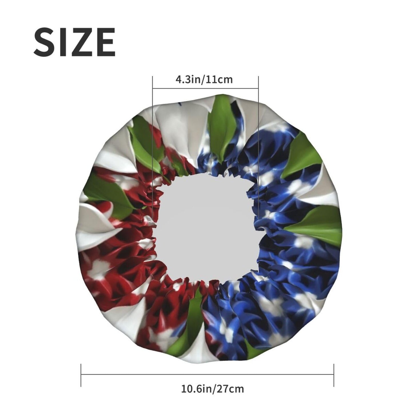 America Patriotic Flower Shower Cap for Women Men Large Reusable Shower Bonnet Double-Layer Waterproof Bath Caps Elastic Band Hair Hat for All Beauty and Personal Care BWLHJKE