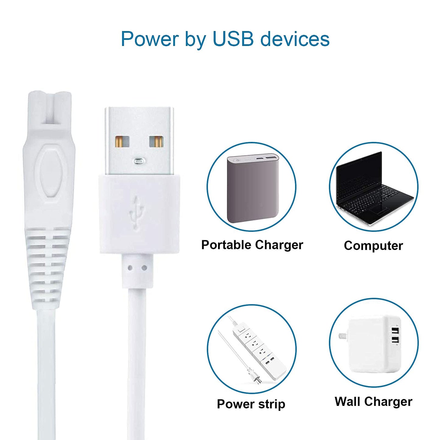 LinMei Shaver Charger Compatible with Finishing Touch Flawless Body Trimmer & Legs Hair Remover Electric Shaver USB Charging Cord with Cleaning Brush Beauty and Personal Care LinMei
