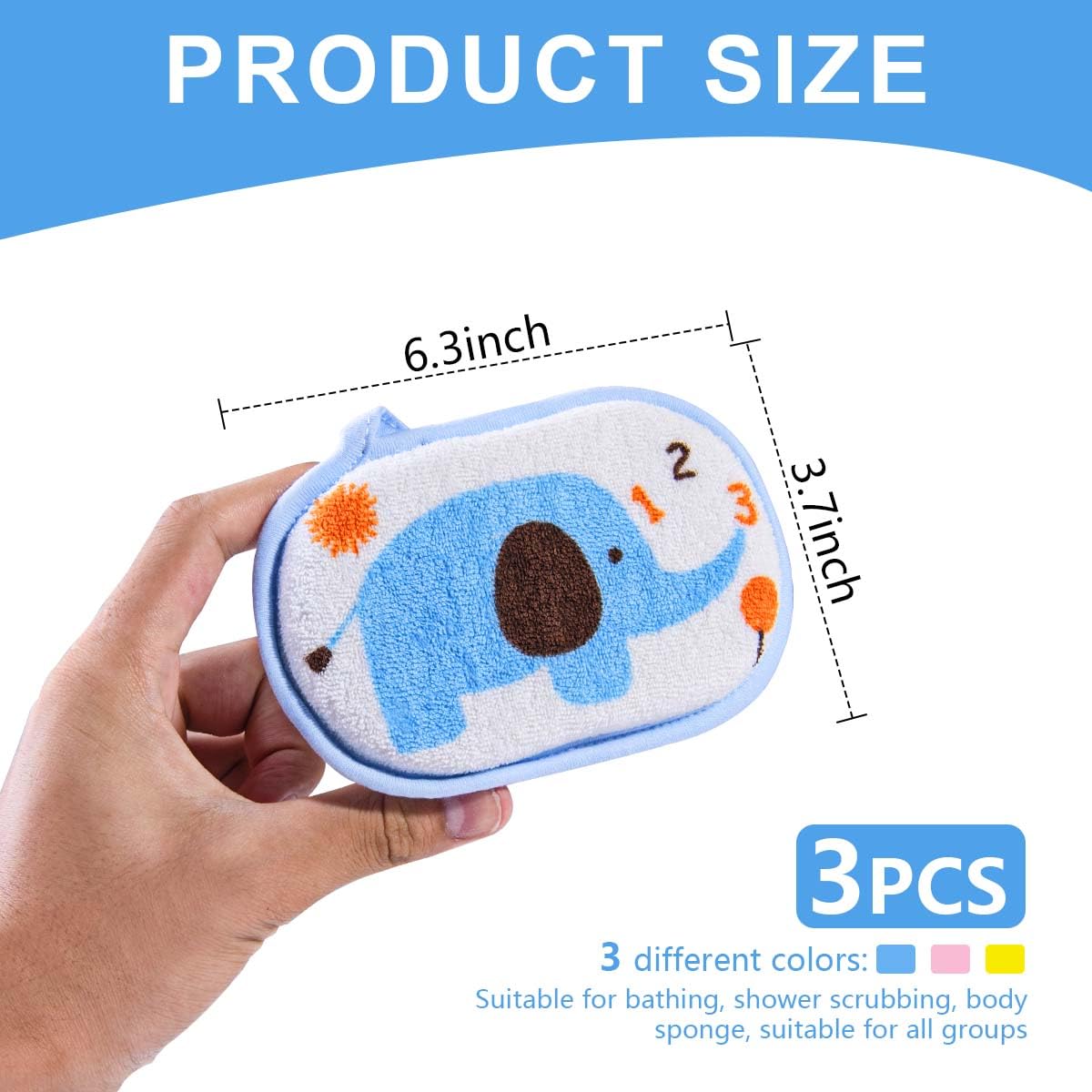 OBTANIM Baby Bath Sponge Soft Foam Scrubber Natural Sponge for Bathing, Shower Scrubber Body Sponge for Kids/Babies/Men/Women, Set of 3 Beauty & Personal Care OBTANIM
