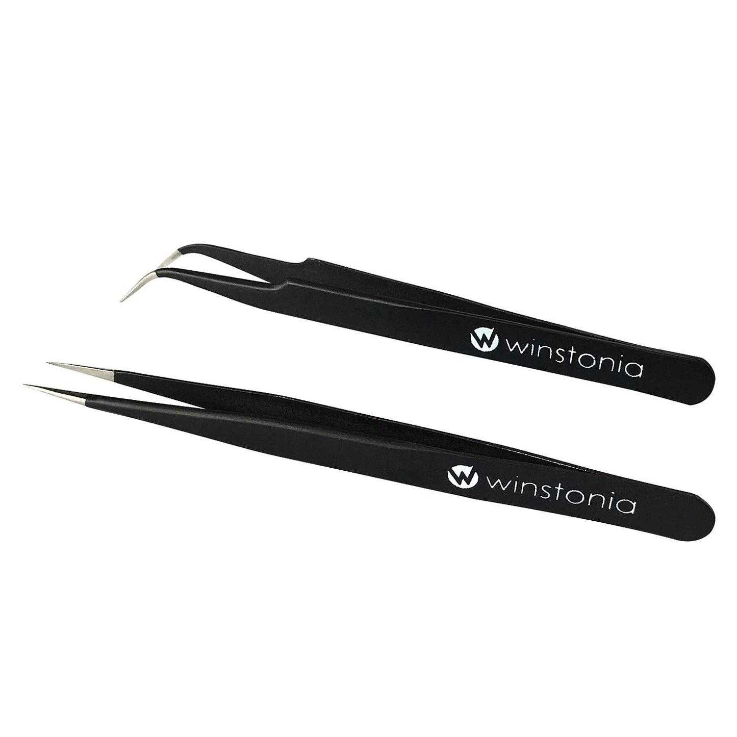 Winstonia 2 Pcs Tweezer Set - Stainless Steel Pointy Professional Beauty Tools - Manicure, Jewelry, Blackhead, Ingrown Hair, Splinter Removal Tweezers Beauty and Personal Care Winstonia