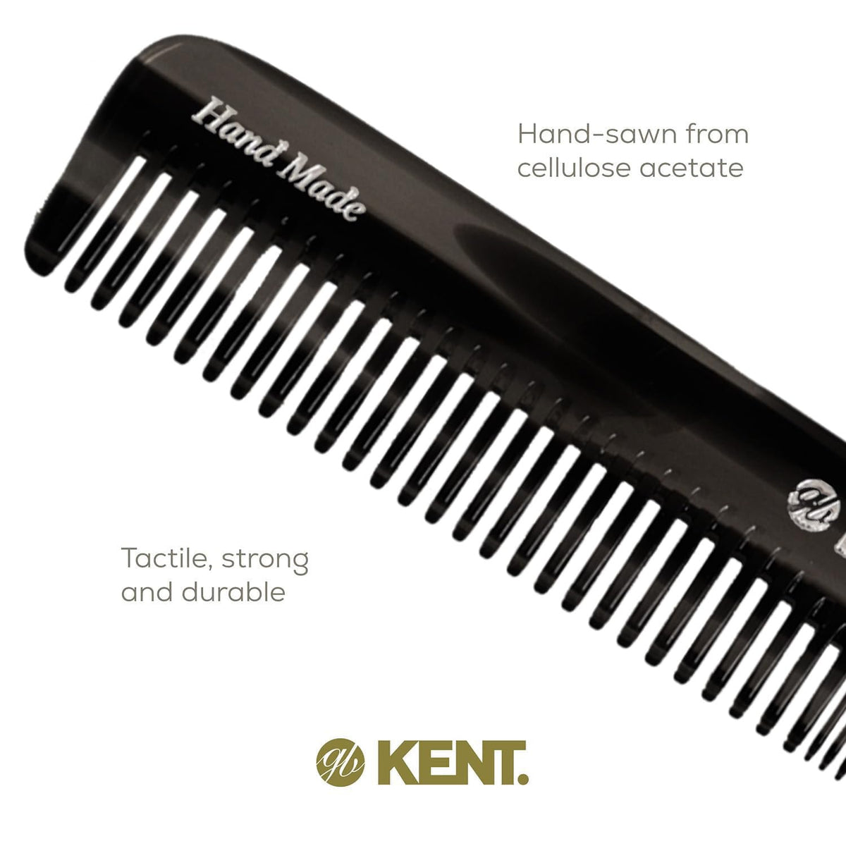 Kent 6T Black Graphite Fine Tooth and Wide Tooth Hair Comb, Handmade Styling Comb for Hair Care, Barber Combs, Beard Combs For Men, Styling Grooming