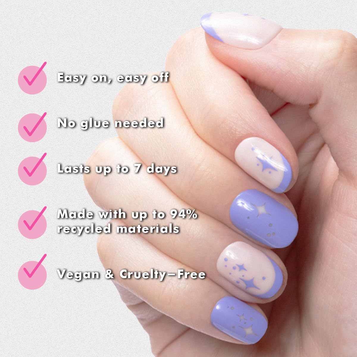 Olive & June Super Stick Press-On Nails, Mixed Purple Sparkle