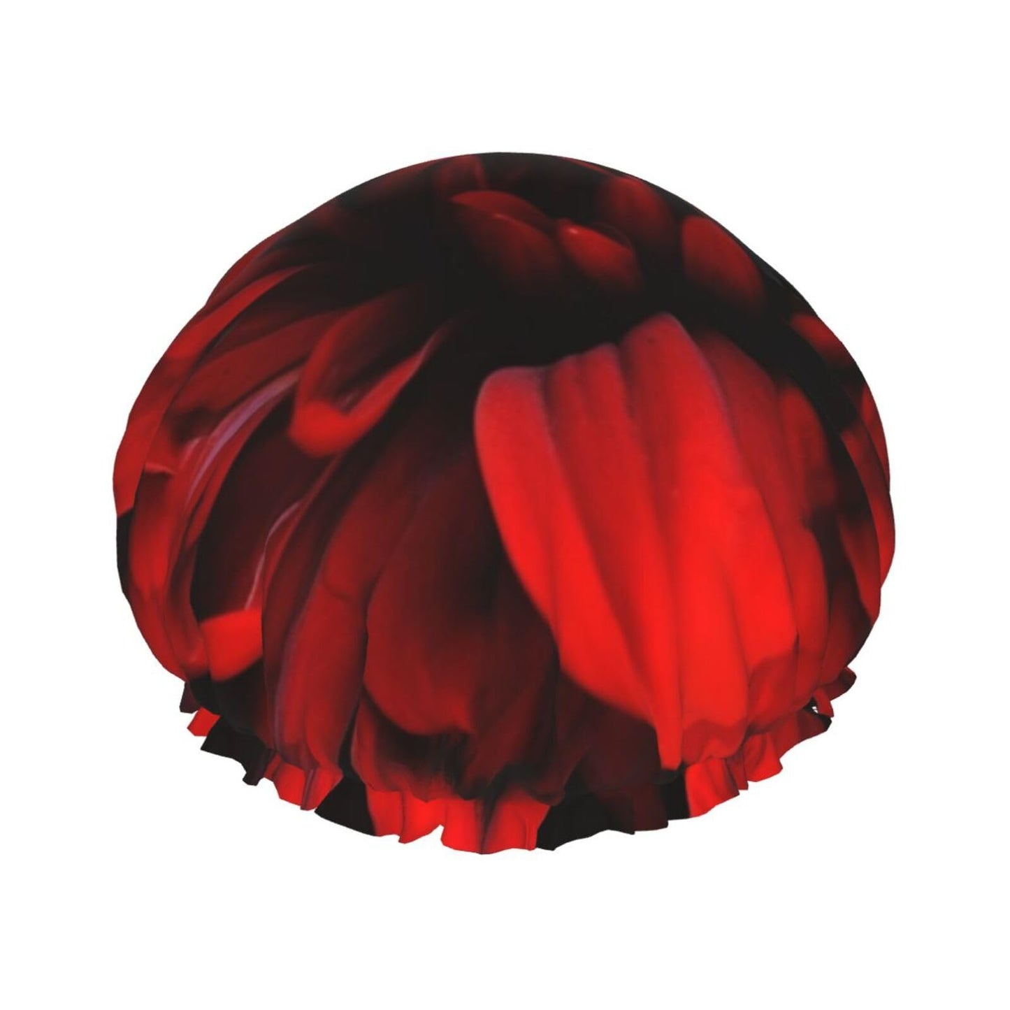 Red Flower on Black Shower Cap for Women Men Large Reusable Shower Bonnet Double-Layer Waterproof Bath Caps Elastic Band Hair Hat for All Hairstyles Beauty and Personal Care BWLHJKE